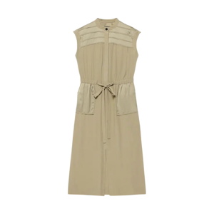 Mint Velvet Khaki Satin Utility Midi Dress